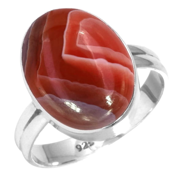 Natural Botswana Agate Ring 925 Sterling Silver Handmade Jewelry