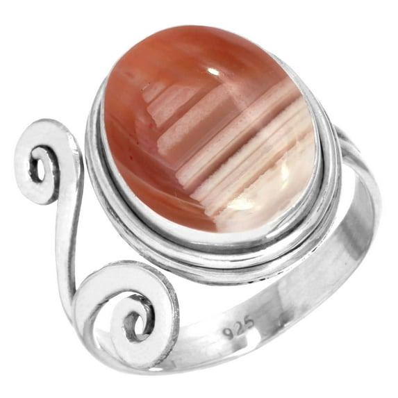 Natural Botswana Agate Ring 925 Sterling Silver Handmade Jewelry