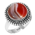 thumbnail image 1 of Natural Botswana Agate Ring 925 Sterling Silver Handmade Jewelry, 1 of 6