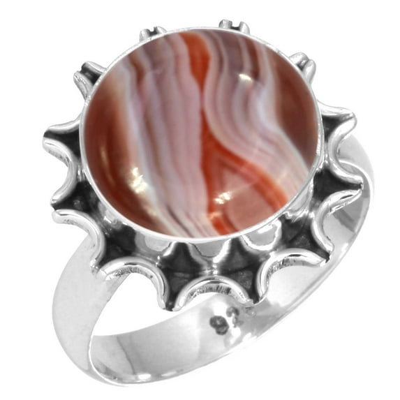 Natural Botswana Agate Ring 925 Sterling Silver Handmade Jewelry