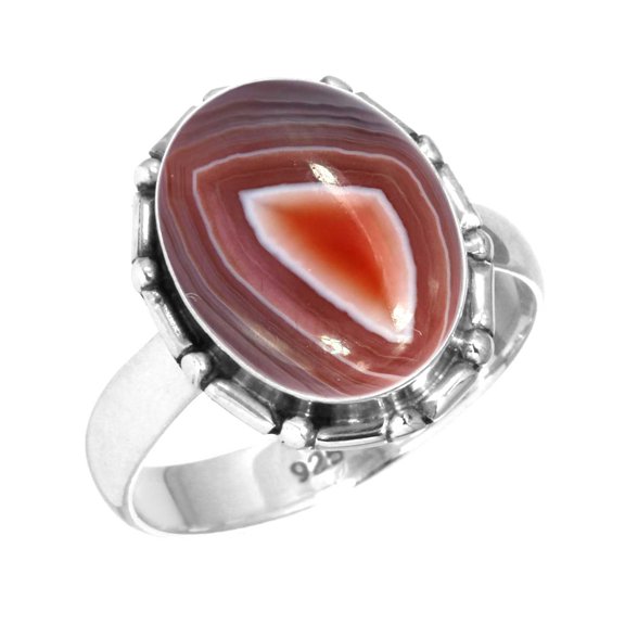 Natural Botswana Agate Women Jewelry 925 Sterling Silver Ring