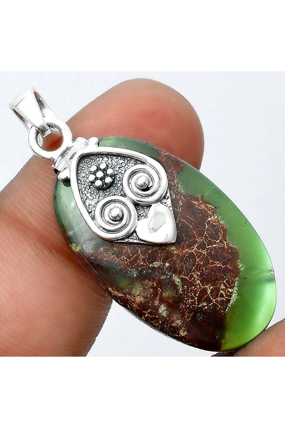 Natural Boulder Chrysoprase Australia 925 Sterling Silver Pendant Jewelry P-1388 SDP156717