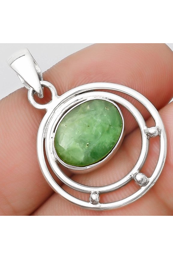 Natural Boulder Chrysoprase Australia 925 Sterling Silver Pendant Jewelry P-1712 SDP126202