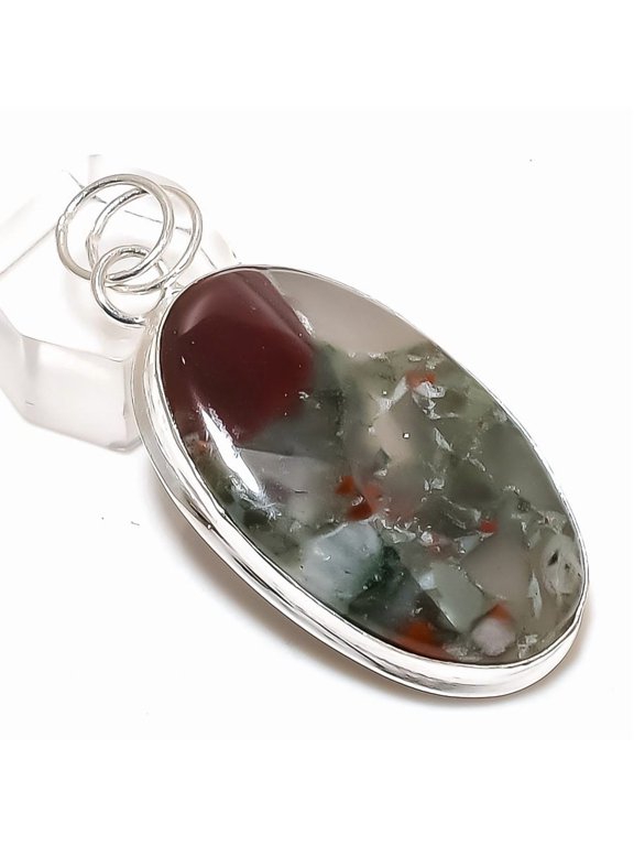 Natural Boulder Opal Gemstone 925 Sterling Silver Jewelry Pendant 2.29"
