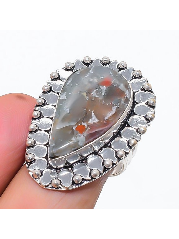 Natural Boulder Opal Gemstone 925 Sterling Silver Jewelry Ring Size 7.5