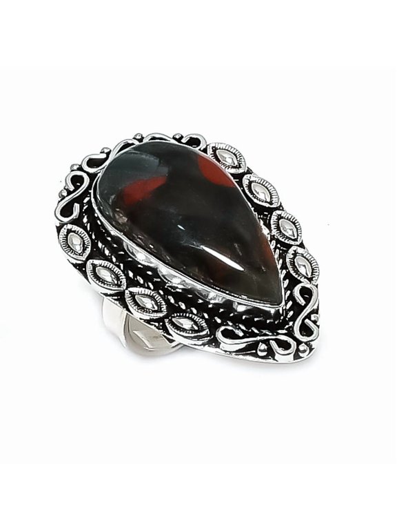 Natural Boulder Opal Gemstone 925 Sterling Silver Jewelry Ring Size 8