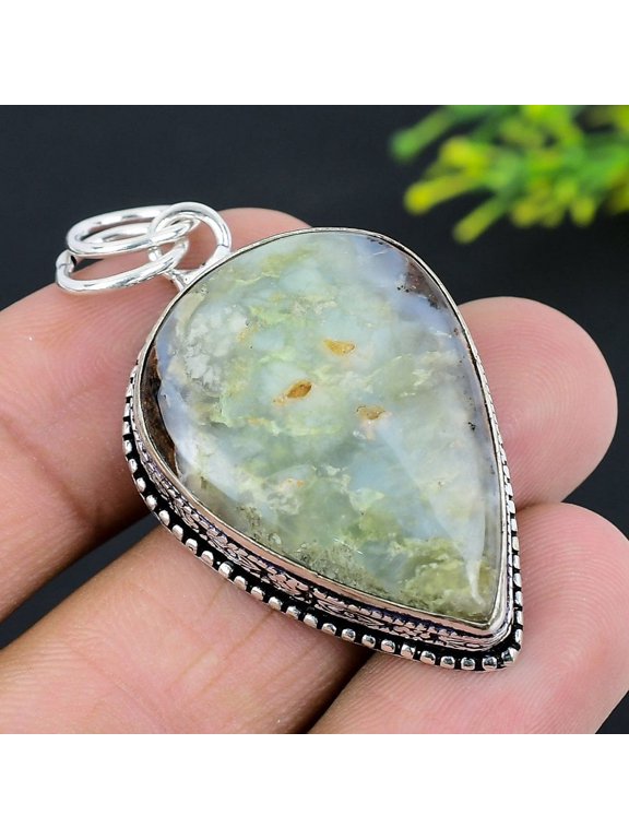 Natural Boulder Opal Gemstone Handmade 925 Sterling Silver Pendant 2.05"