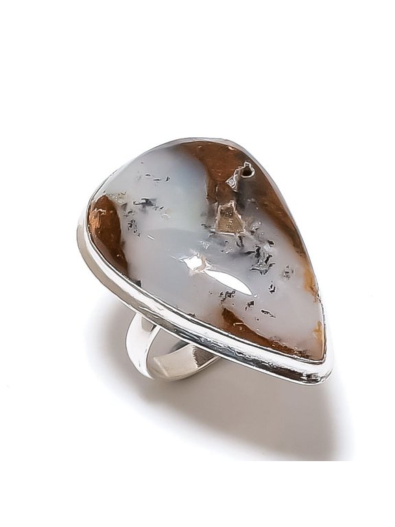 Natural Boulder Opal Gemstone Handmade 925 Sterling Silver Jewelry Ring S.7