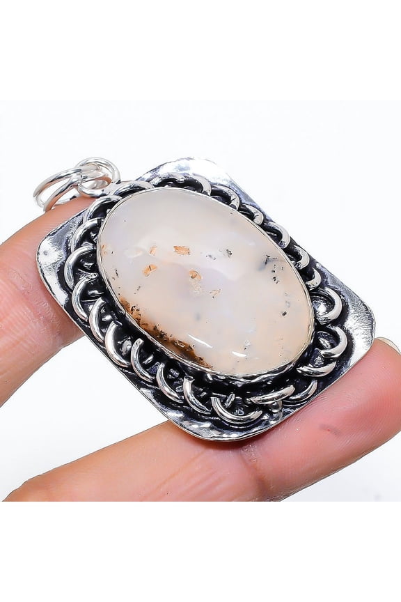 Natural Boulder Opal Gemstone Handmade 925 Sterling Silver Pendant 2.29"