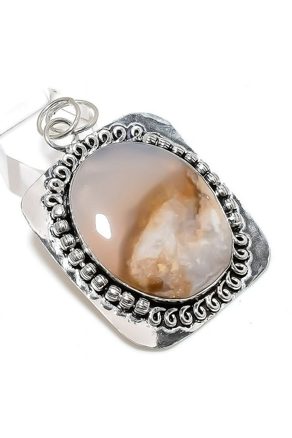 Natural Boulder Opal Gemstone Handmade 925 Sterling Silver Pendant 2.36"