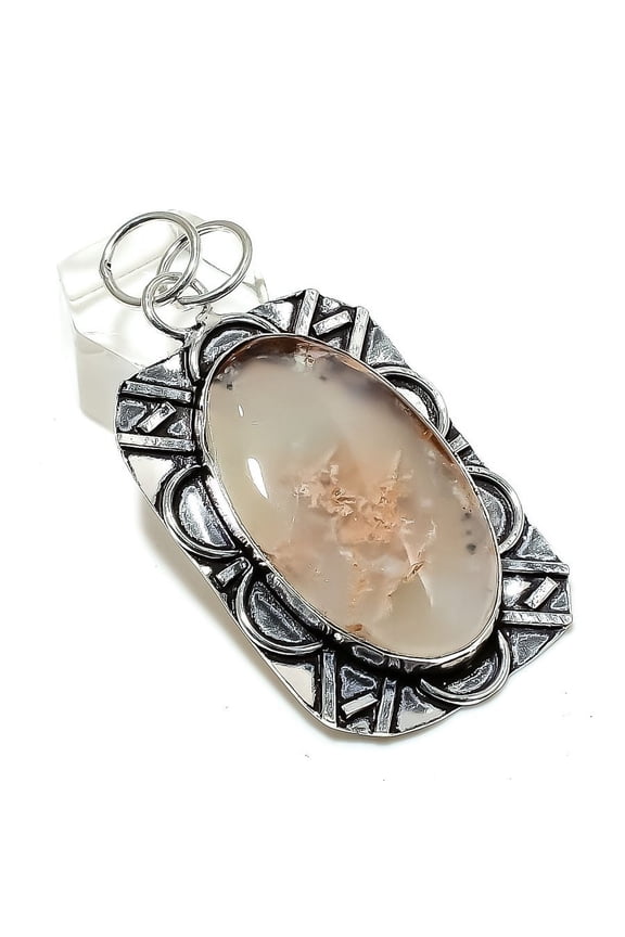 Natural Boulder Opal Gemstone Handmade 925 Sterling Silver Pendant 2.48"