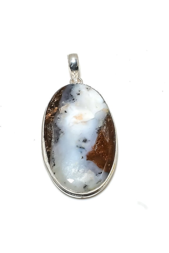 Natural Boulder Opal Gemstone Handmade 925 Sterling Silver Pendant 2.48"