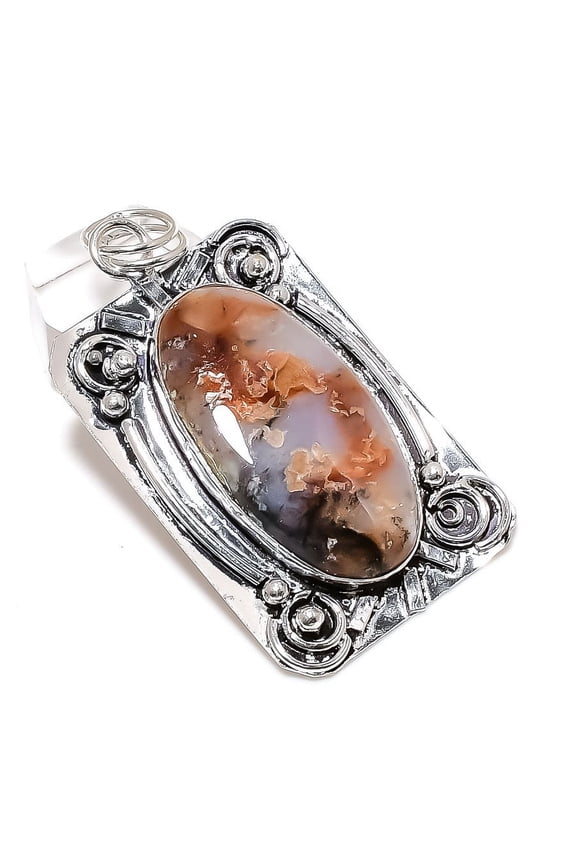 Natural Boulder Opal Gemstone Handmade 925 Sterling Silver Pendant 2.48"