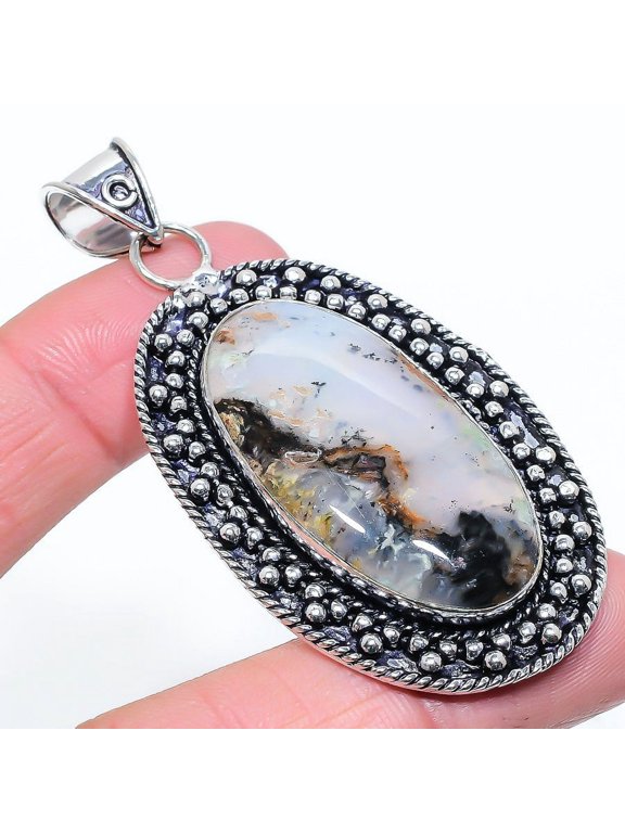 Natural Boulder Opal Gemstone Handmade 925 Sterling Silver Pendant 2.80"