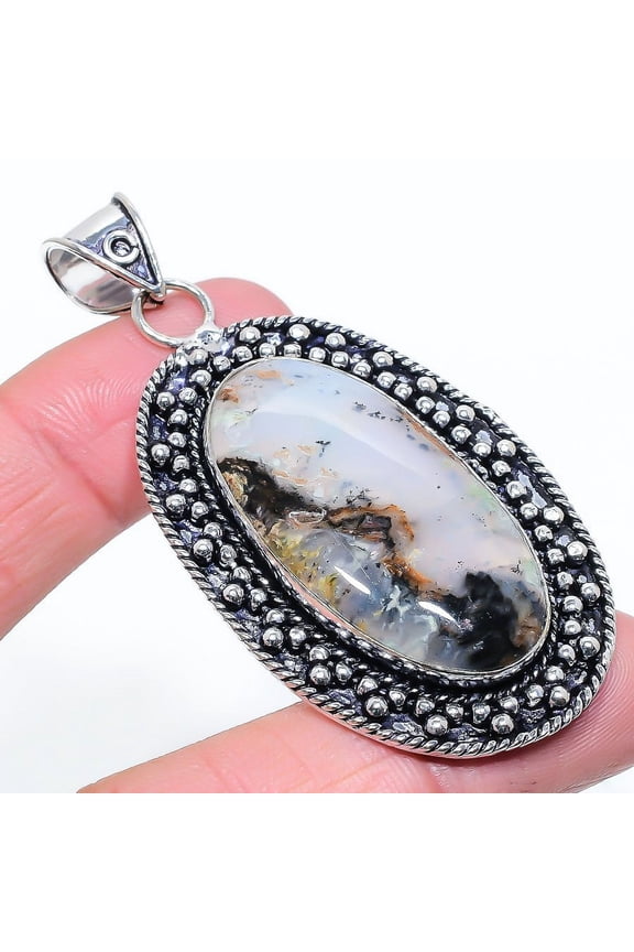 Natural Boulder Opal Gemstone Handmade 925 Sterling Silver Pendant 2.80"