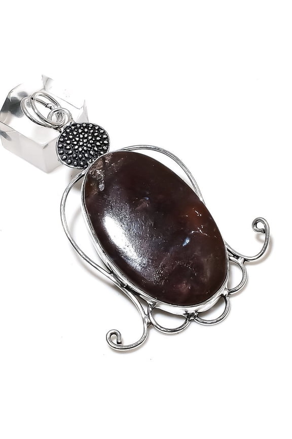 Natural Boulder Opal Gemstone Handmade 925 Sterling Silver Pendant 3.07"