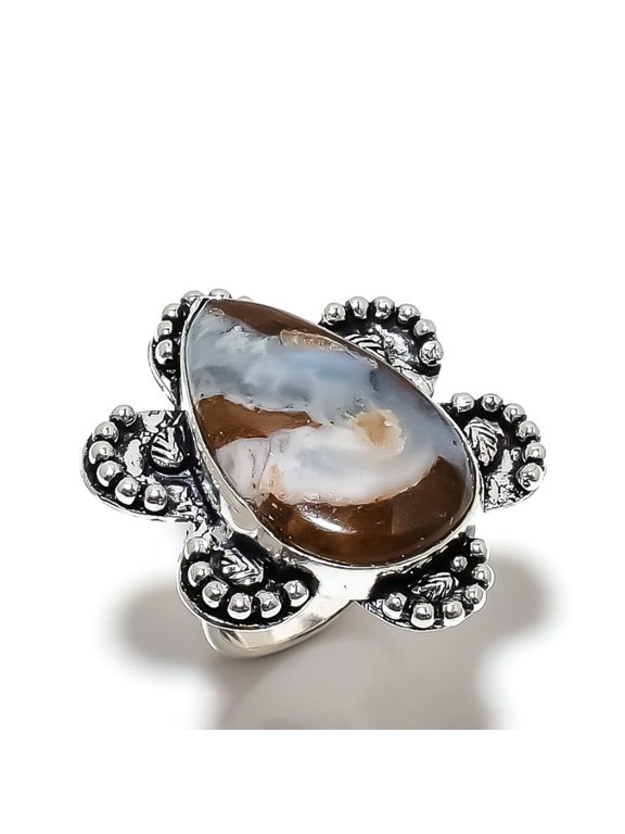 Natural Boulder Opal Gemstone Handmade 925 Sterling Silver Ring Size 6