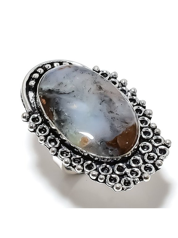 Natural Boulder Opal Gemstone Handmade 925 Sterling Silver Ring Size 7