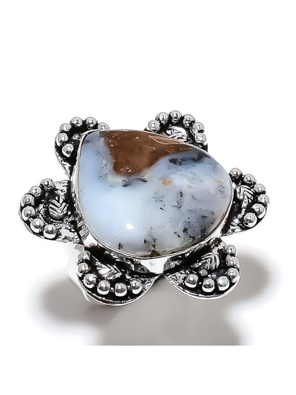 Natural Boulder Opal Gemstone Handmade 925 Sterling Silver Ring Size 7
