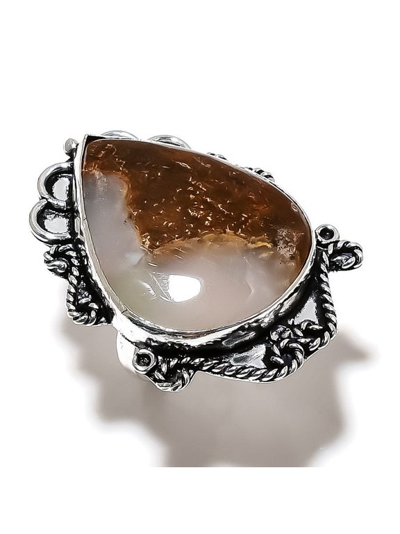 Natural Boulder Opal Gemstone Handmade 925 Sterling Silver Ring Size 9