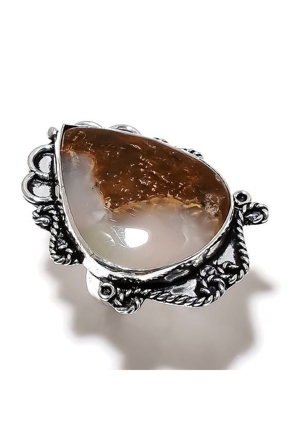 Natural Boulder Opal Gemstone Handmade 925 Sterling Silver Ring Size 9