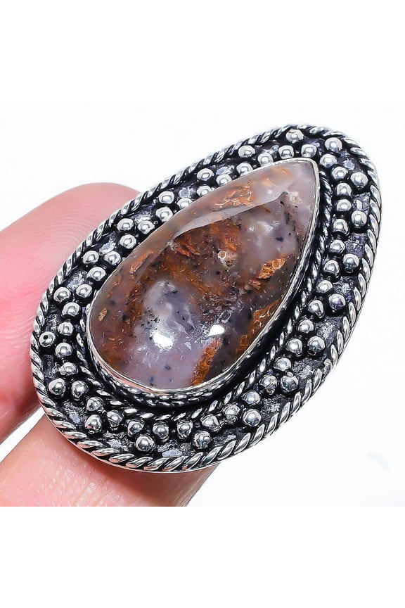 Natural Boulder Opal Gemstone Handmade 925 Sterling Silver Ring Size 9