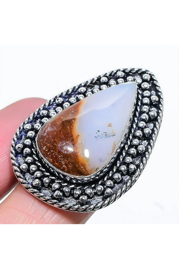 Natural Boulder Opal Gemstone Handmade 925 Sterling Silver Ring Size 9