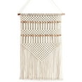 thumbnail image 1 of Natural Braid Beads Fringe Macram Wall Hanging Boho Decor Woven Tapestry Cream Beige Bohemian Tassel Wall Hanging Art Cotton Rope Woven Large Room Decor Curtain for Home Apartment Dorm Room Backdrop, 1 of 5