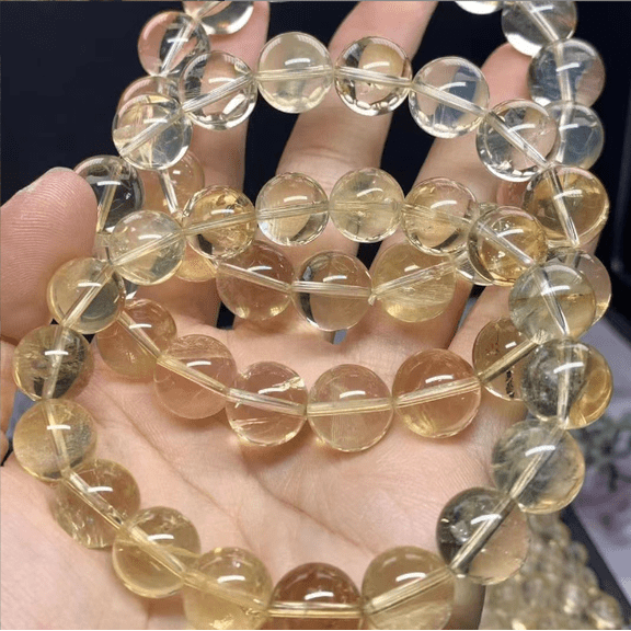 Natural Brazil Citrine Bracelet For Men And Women Citrine Single Circle Ball Bracelet Simple Fashion Crystal Ornament