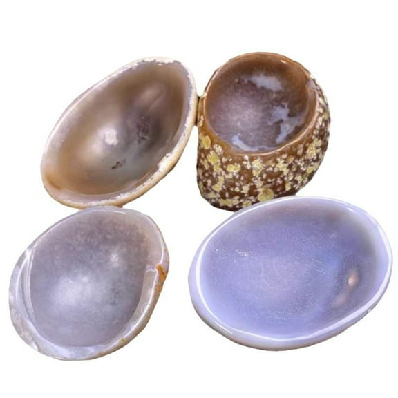 Natural Brazilian Agate Bowl, Handcrafted Crystal Bowl for Home Decor and Energy Healing 4PCS