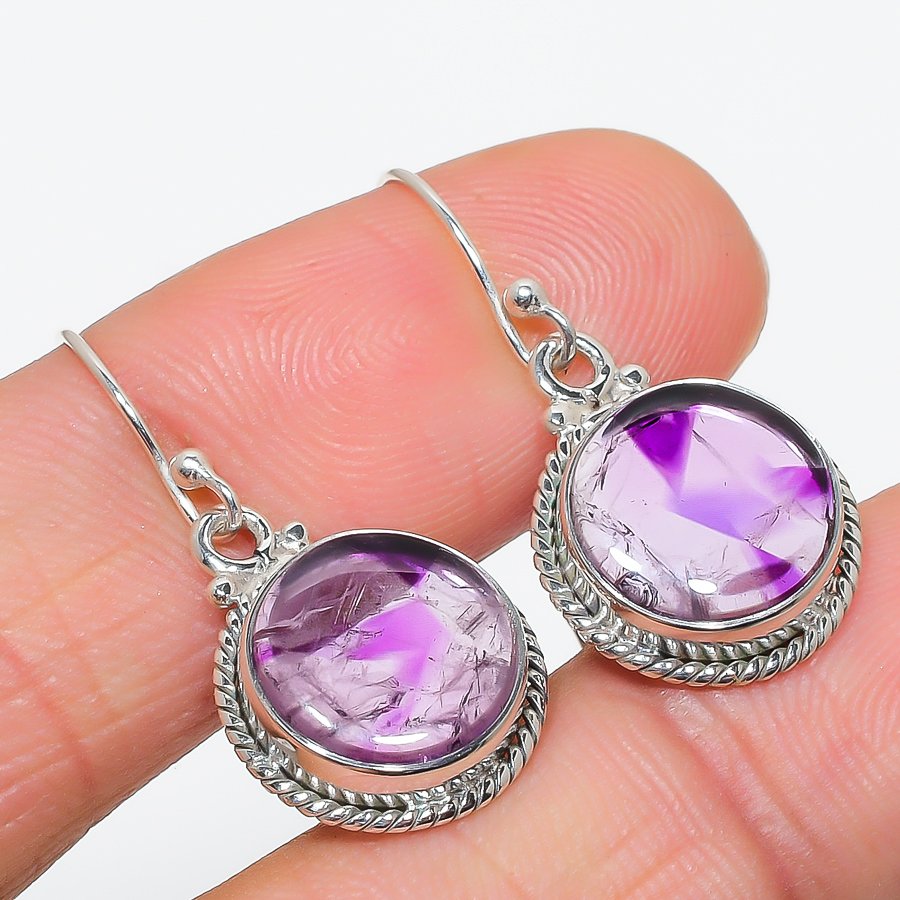 DIVINESILVERUSAINC Natural Brazilian Amethyst Gemstone 925 Solid Sterling Silver Earring 1.25"