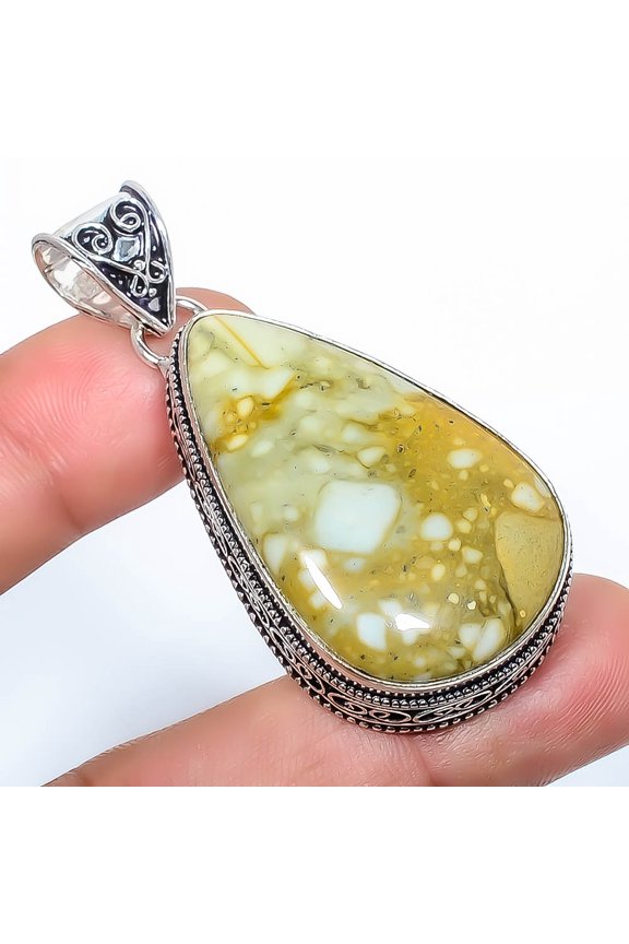 Natural Brecciated Mookaite 925 Sterling Silver Fine Art Pendant 2.34", Mookaite Pendant, Gemstone Pendant