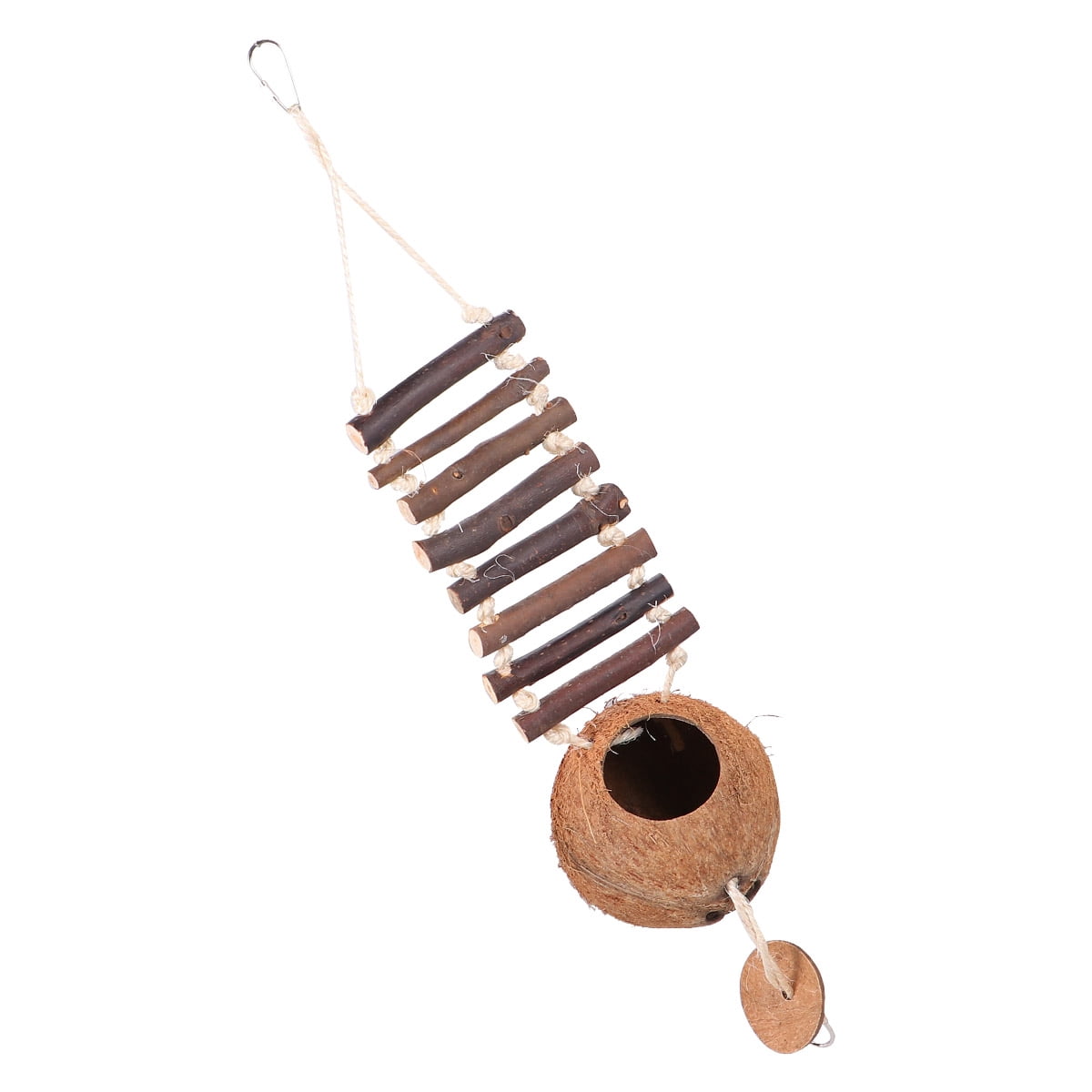 Natural Breeding Nest Ladder for Bird Cages Parrot Cage Coconut Shell