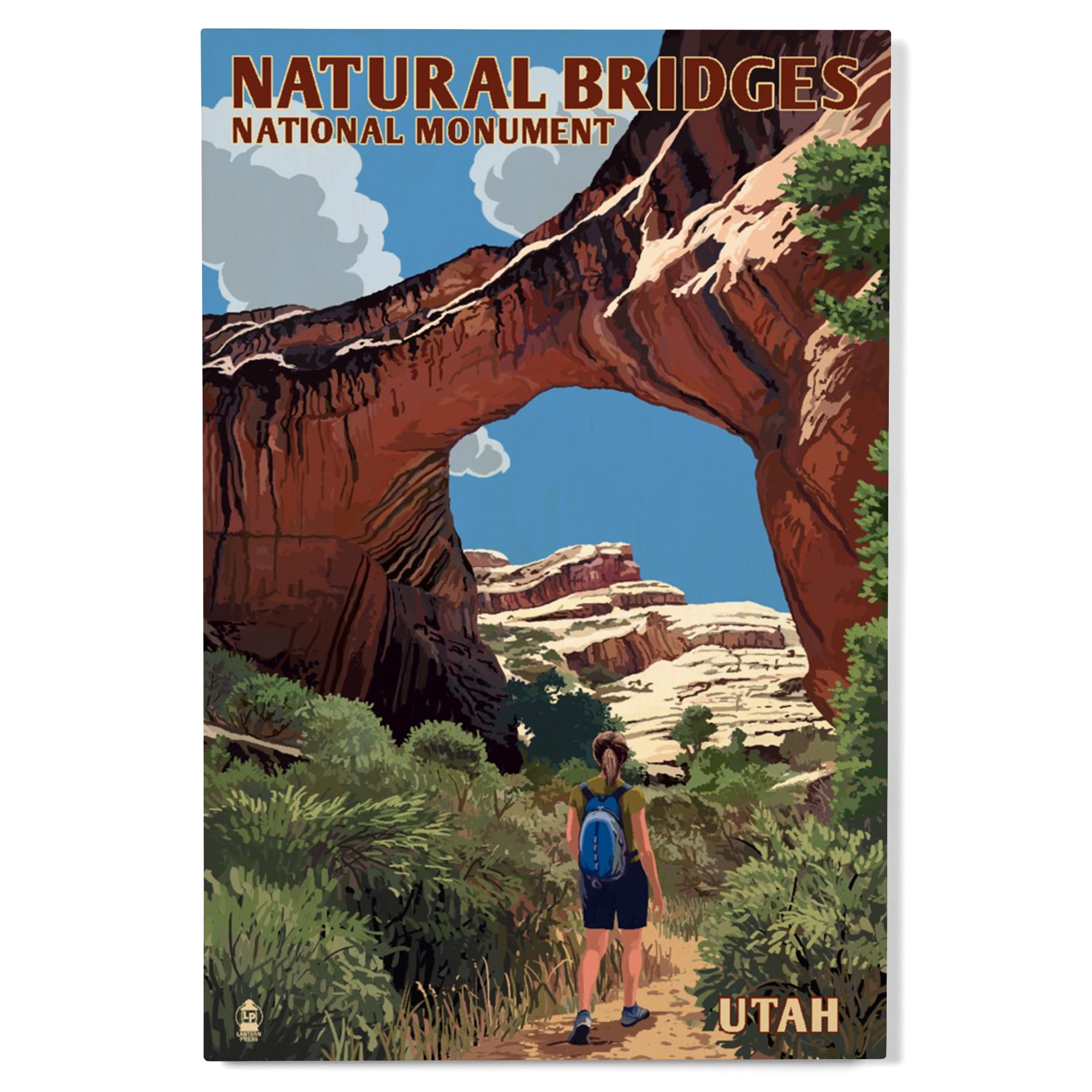 Rustic Public Bridge Sign Natural Bridges National Monument, Utah, Sipapu Bridge Birch Wood Wall ...