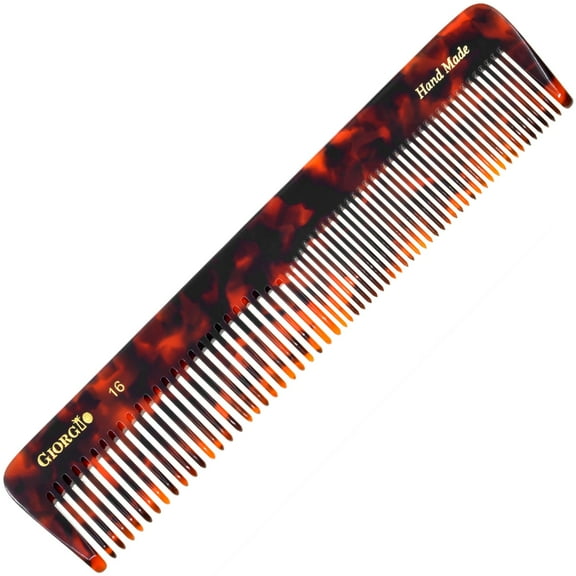 Giorgio G16 Fine Tooth Comb and Wide Tooth Comb Detangler Handmade Hair Comb - Mens Hair Comb for Men and Detangler Comb for Women - Hair Styling Barber Comb and Detangling Comb - Saw Cut Comb