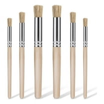 6Pcs Wooden Stencil Brushes for Painting on Wood, Natural Bristle Brush Art Acrylic Paint,(3 Sizes)