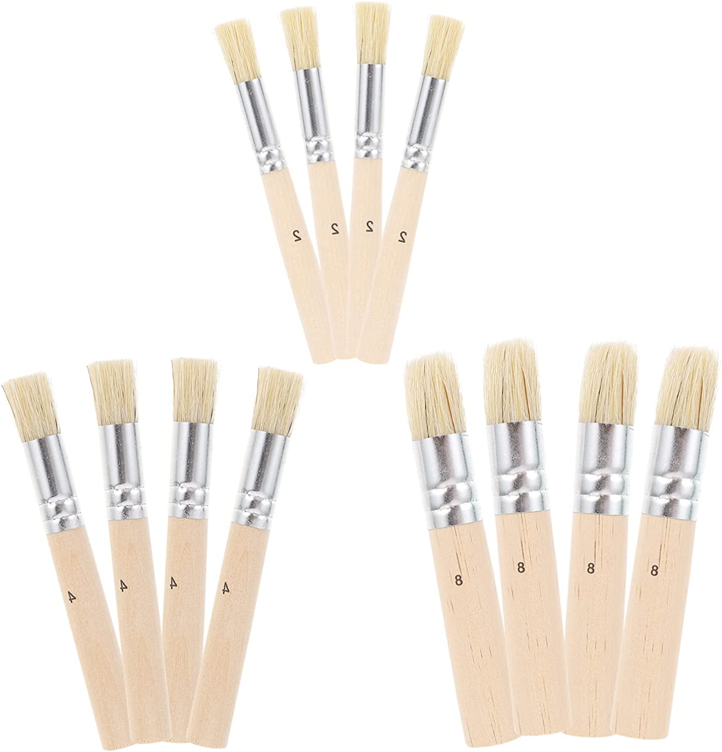 Natural Bristle Wax Brush 12pcs Wooden Stencil Brush Paint Brush Natural Nylon Bristle Painting