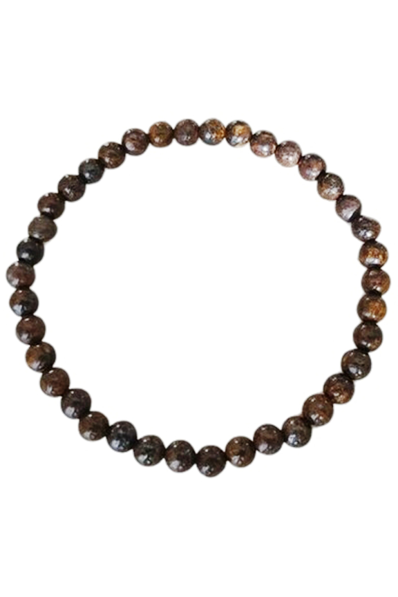 Natural Bronzite 4mm Round Shape Smooth Cut Beads Stretchable Bracelet for Men & Women.