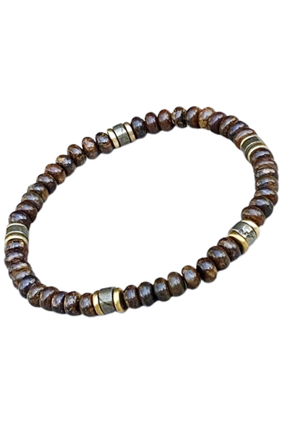 Natural Bronzite 6mm Rondelle Shape Smooth Cut Beads Stretchable Bracelet for Men & Women.