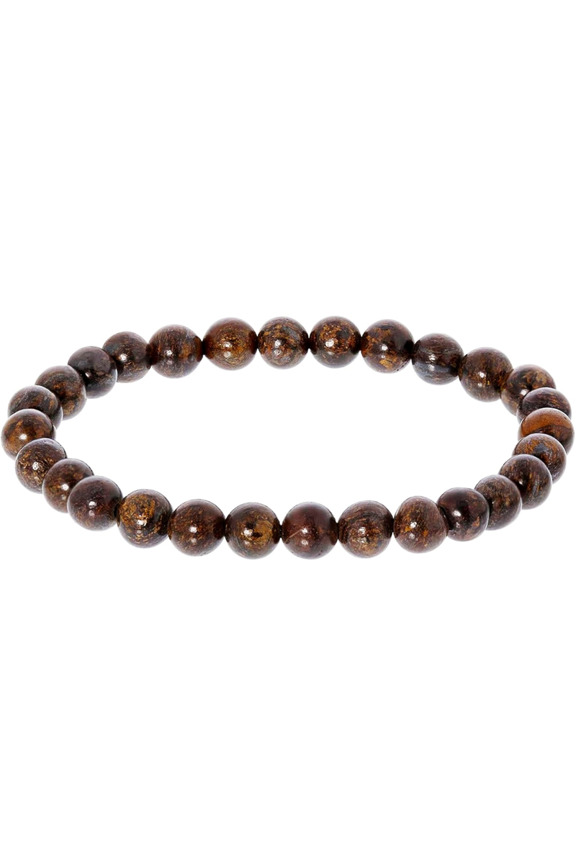 Natural Bronzite 6mm Round Shape Smooth Cut Beads Stretchable Bracelet for Men & Women.