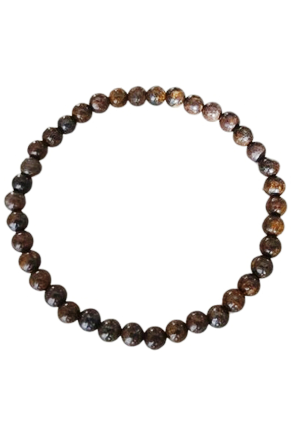 Natural Bronzite 6mm Round Shape Smooth Cut Beads Stretchable Bracelet for Men & Women.