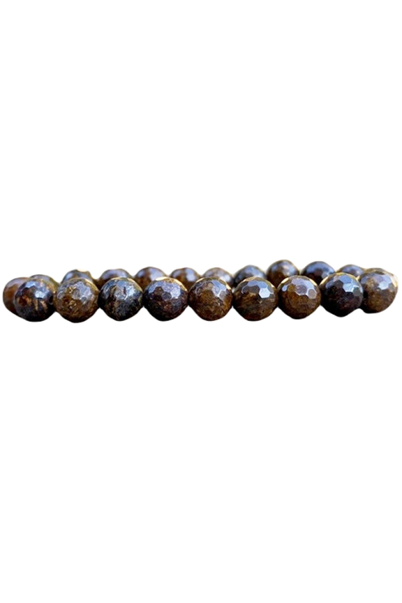 Natural Bronzite 8mm Round Shape Faceted Cut Beads Stretchable Bracelet for Men & Women.