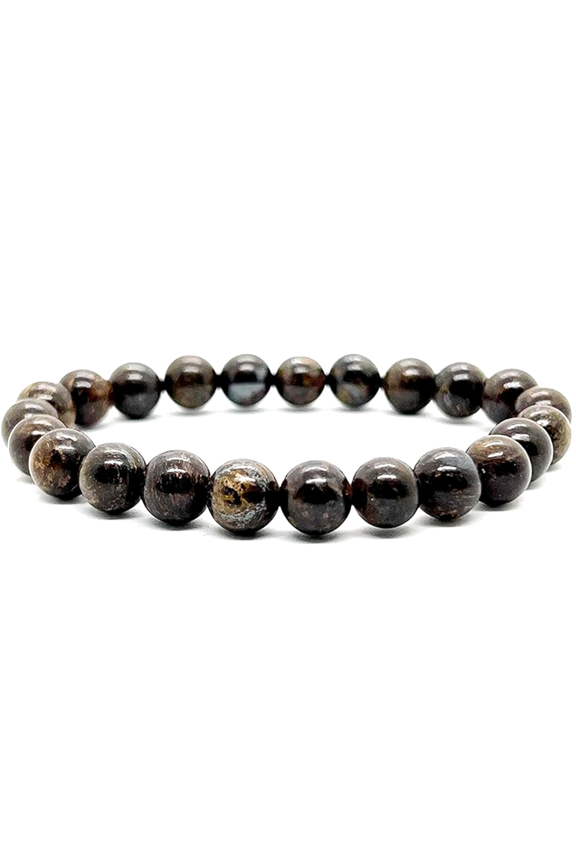 Natural Bronzite 8mm Round Shape Smooth Cut Beads Stretchable Bracelet for Men & Women.