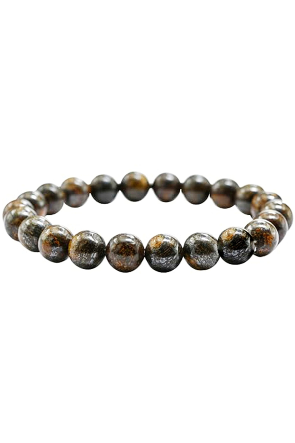 Natural Bronzite 8mm Round Shape Smooth Cut Beads Stretchable Bracelet for Men & Women.
