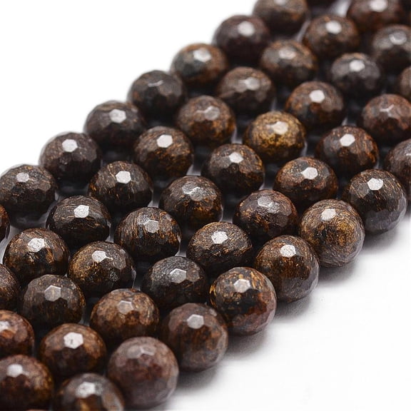 Natural Bronzite Beads Strands Faceted Round 4mm Hole: 1mm about 81~90pcs/strand 14.5 inch