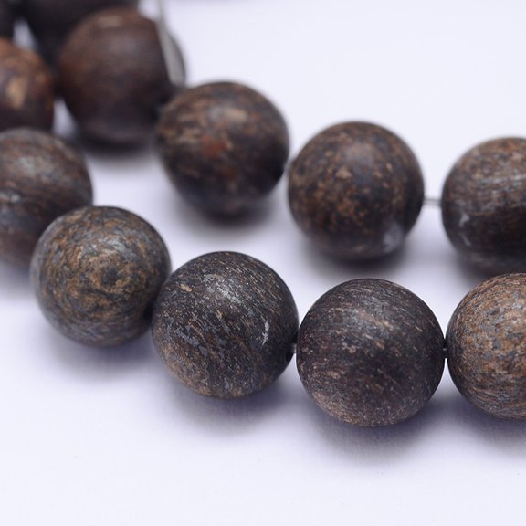 Natural Bronzite Beads Strands Frosted Round 4mm Hole: 0.8mm 85pcs/strand 14.5 inch