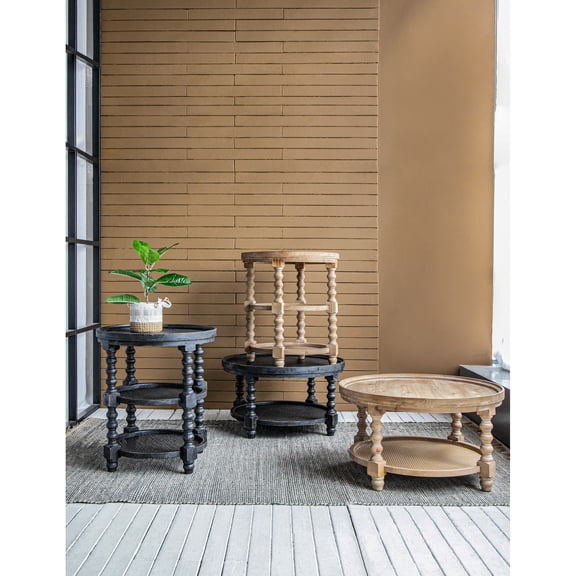 Natural Brown 3-tiered Side Table For A Living Room Bedroom Entryway Cozy