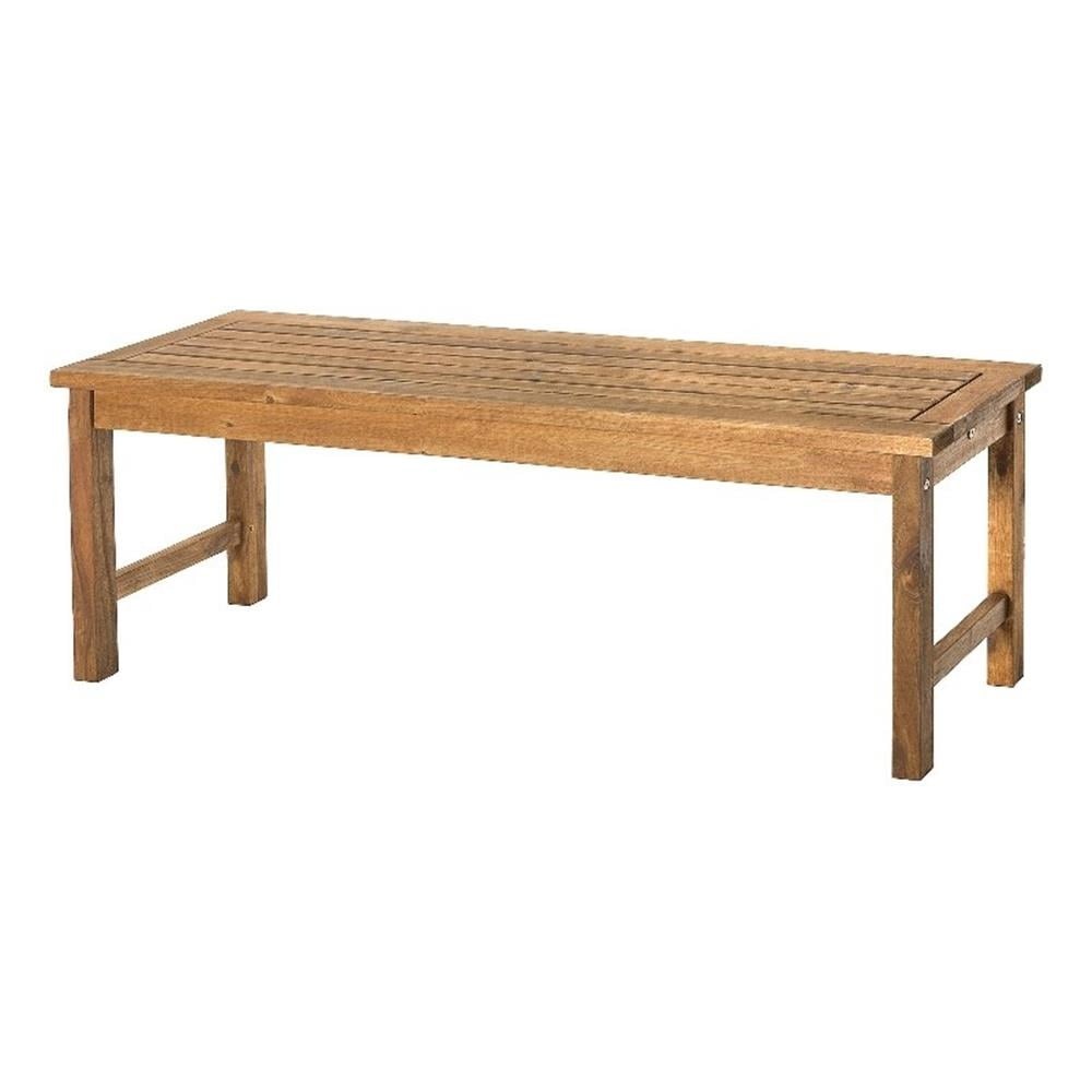 Solid Acacia Wood Outdoor Bench in Natural Brown Finish