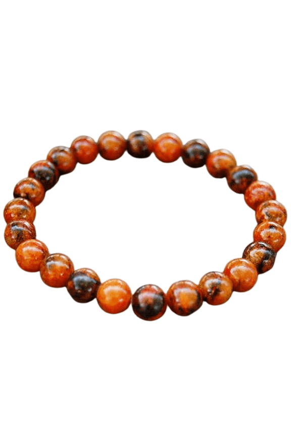 Natural Brown Agate 8mm Round Shape Smooth Cut Beads Stretchable Bracelet for Men & Women.