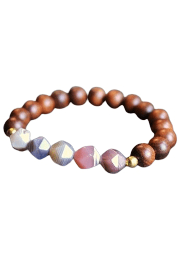 Natural Brown Agate 8mm Round & Sphere Shape Smooth & Faceted Cut Beads Stretchable Bracelet for Men & Women.